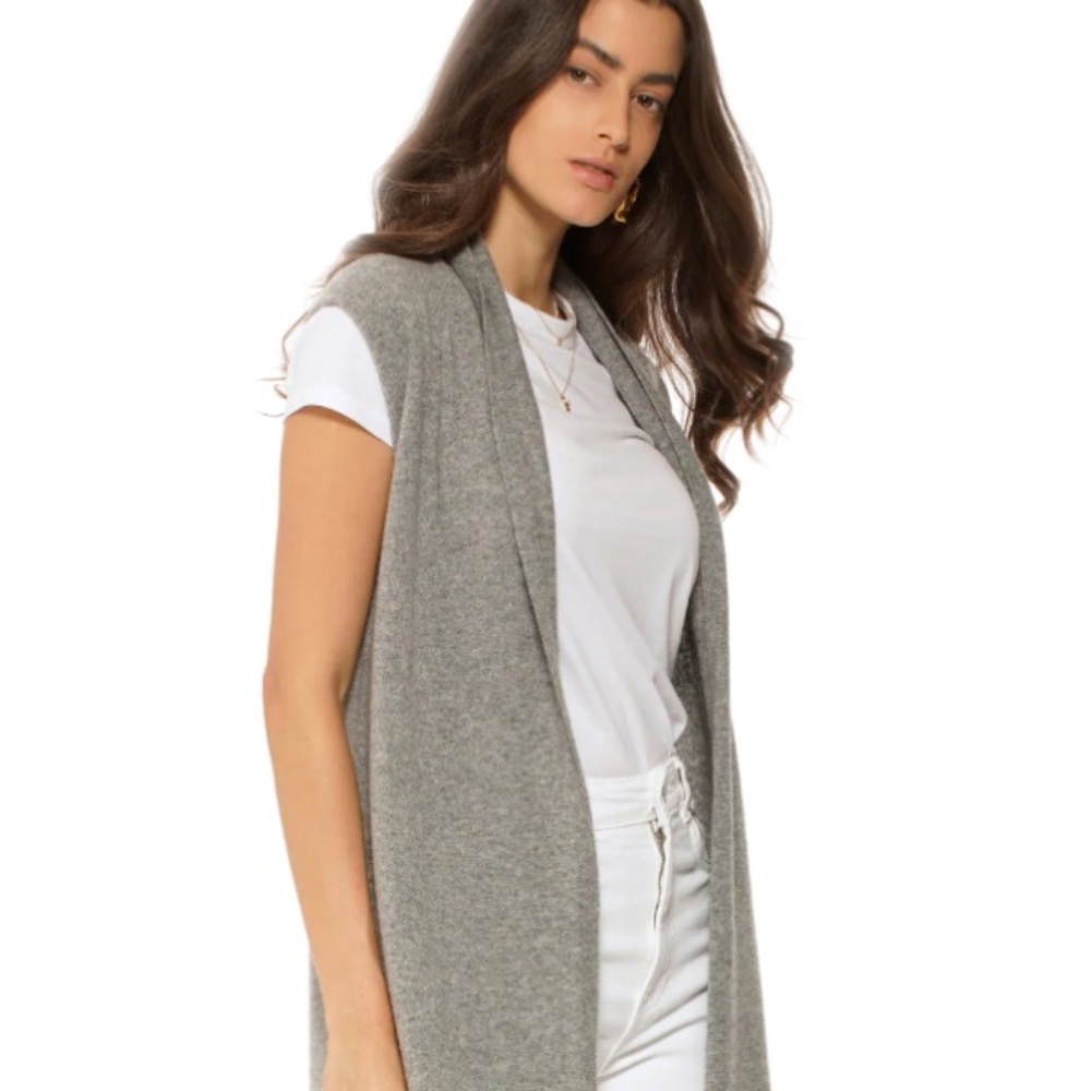 InCashmere Cashmere grey Sleeveless Open Vest sweater cardigan layering piece L - Picture 11 of 17